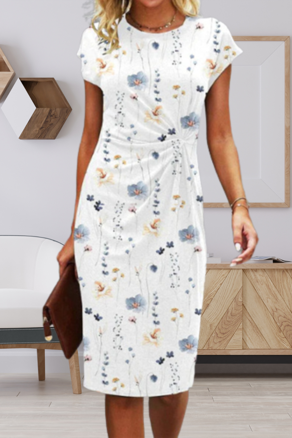 Valenzora | Kurzärmeliges elegantes Blumenkleid