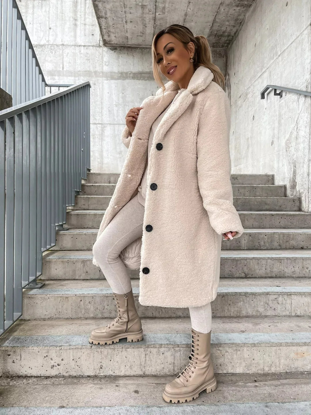 Plush trench coat