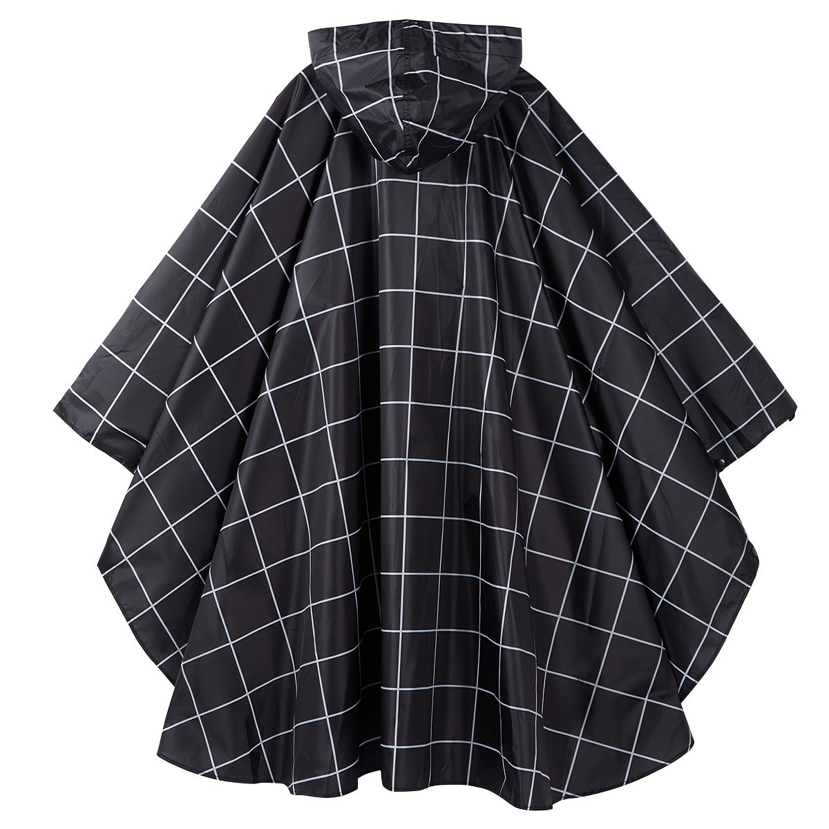 Valenzora | Sporty women's rain poncho with hood and geometric pattern