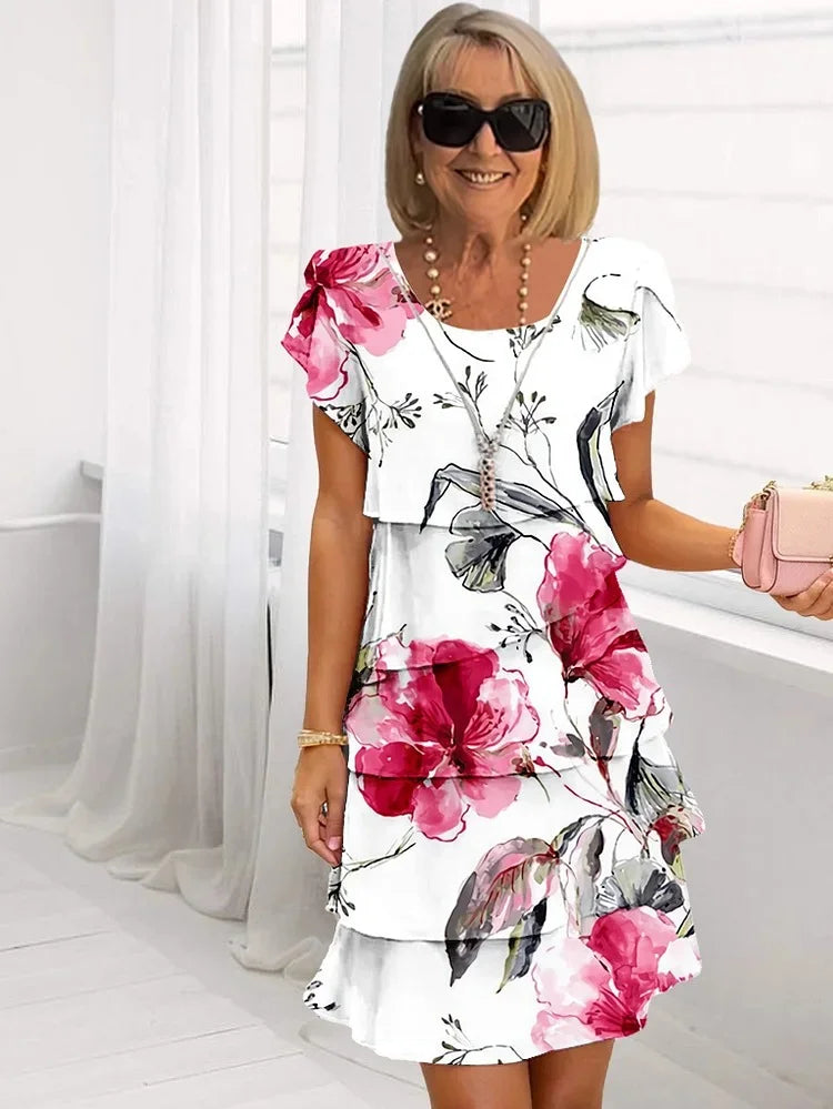 Valenzora | Geblümtes Rüschenkleid in Lagen