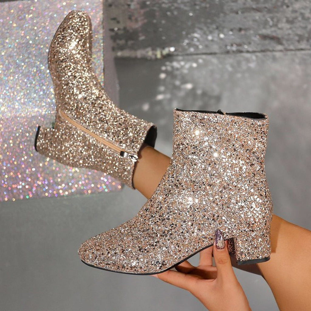 Valenzora | Fashionable ankle boot with block heel and side zipper