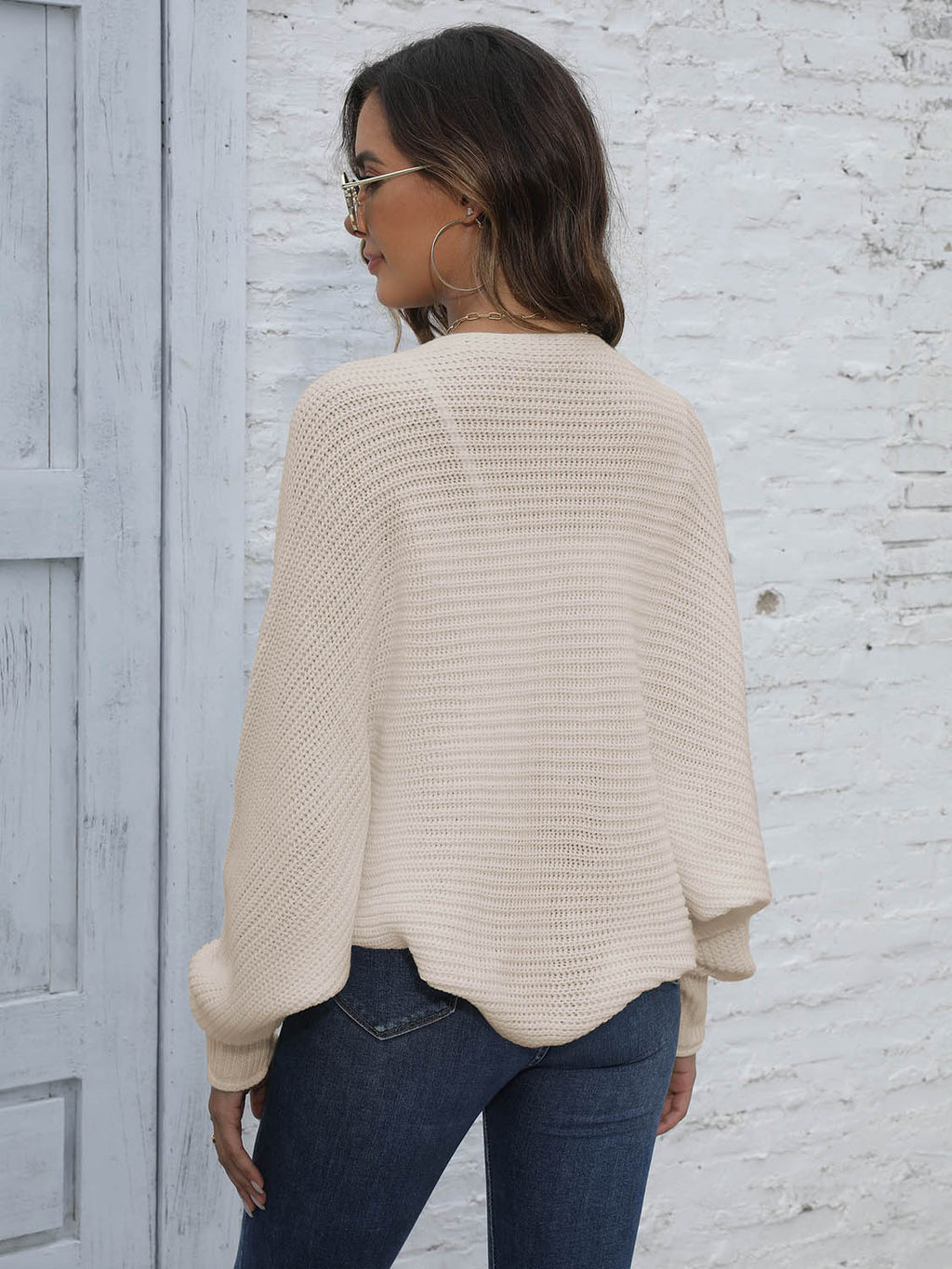 Valenzora | Kurze Strickjacke mit Fledermausärmeln und offener Vorderseite