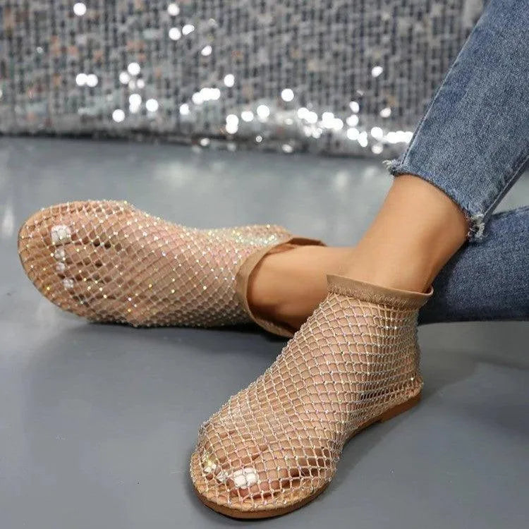 Valenzora | Flache Sandalen mit Strassdesign