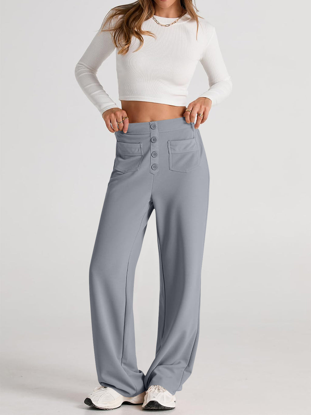 Valenzora | Wide-waisted trousers with pockets, elegant and comfortable