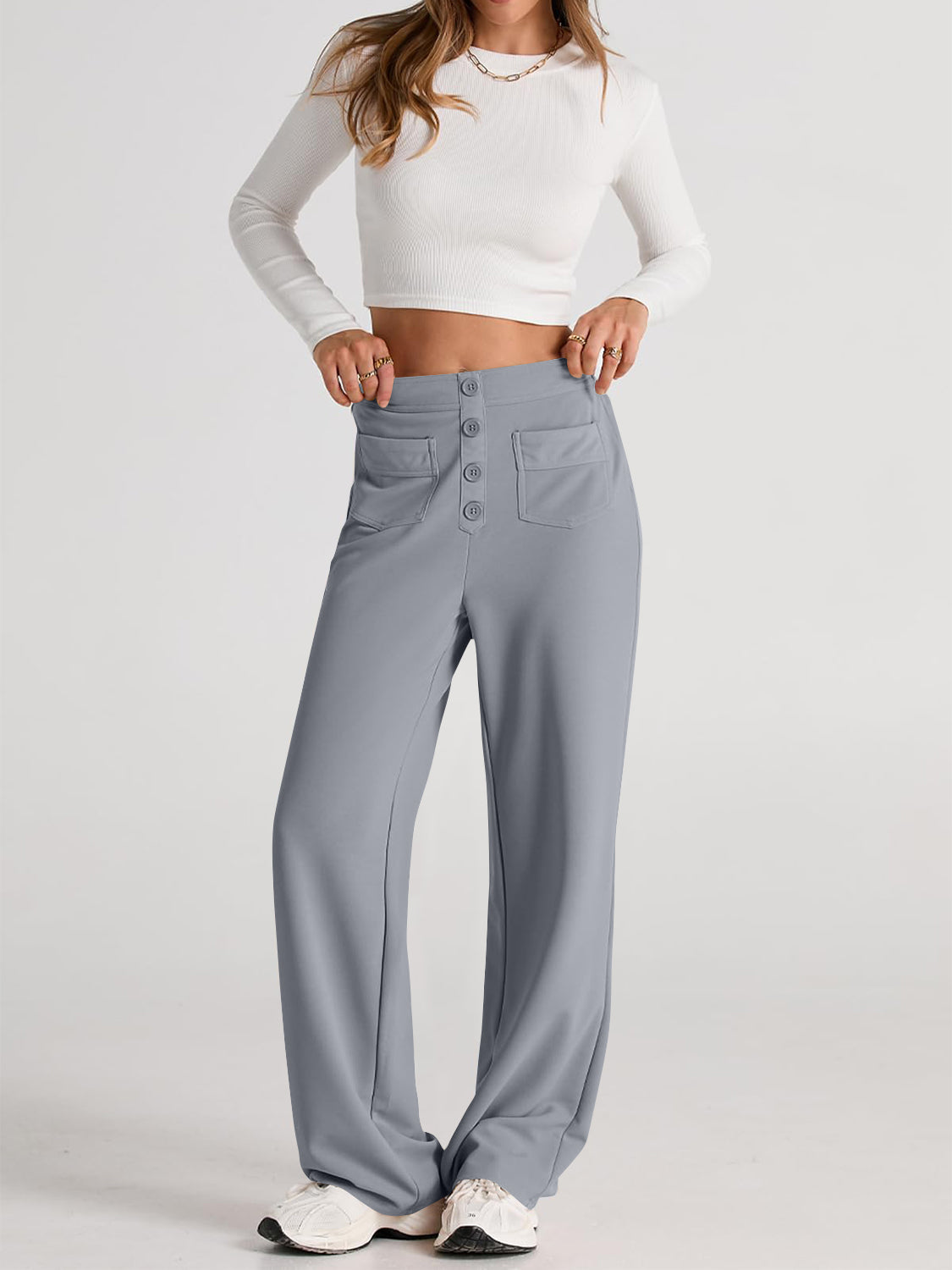 Valenzora | Wide-waisted trousers with pockets, elegant and comfortable