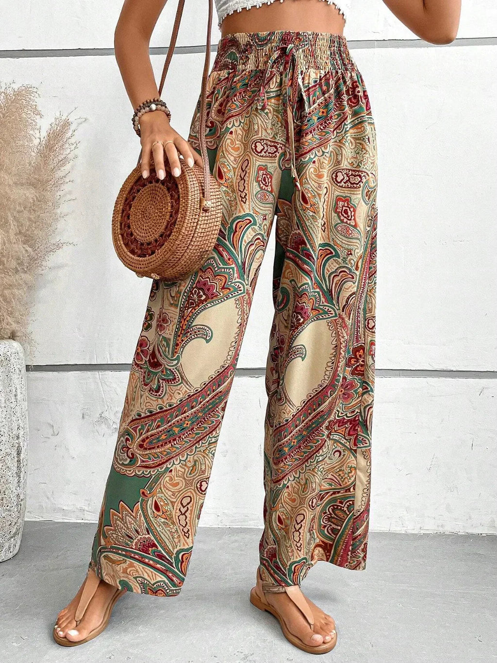 Valenzora | Elegant Printed Wide Leg Trousers