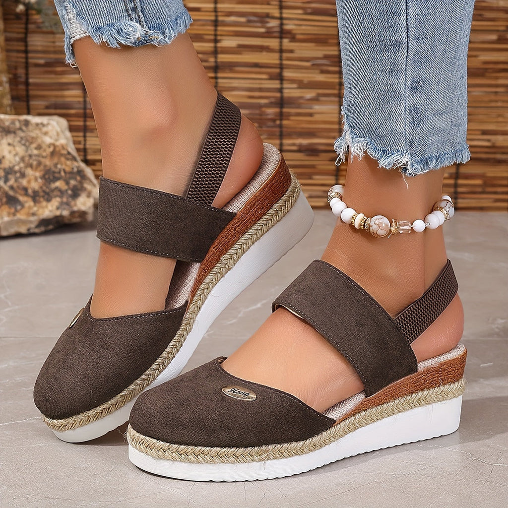 Valenzora | Women's Platform Sandals: Non-slip, Closed Toe, Elastic Strap