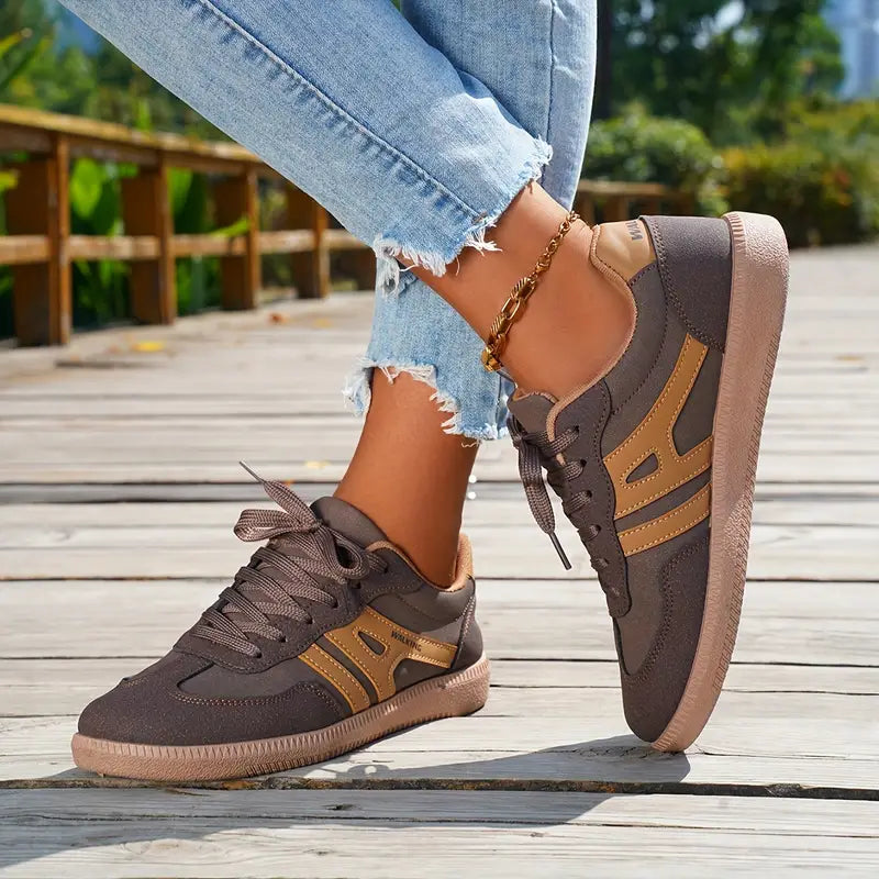 Valenzora | Women's Casual Low Heel Sneakers, Lace-Up Fashion Shoes