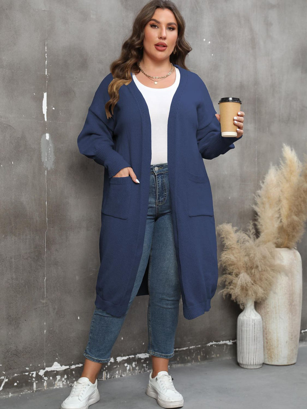 Valenzora | Plus Size Langarm-Cardigan mit Taschen