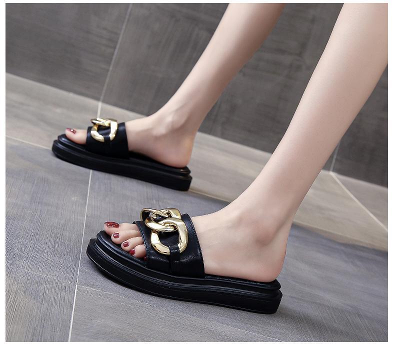 Valenzora | Sandalen Damen mit Plateau und goldener Kette