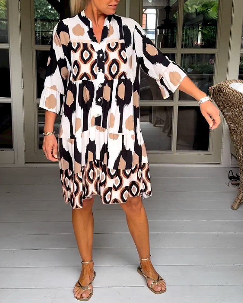 Valenzora A-line dress | Stylish printed midi summer dress for women with pockets