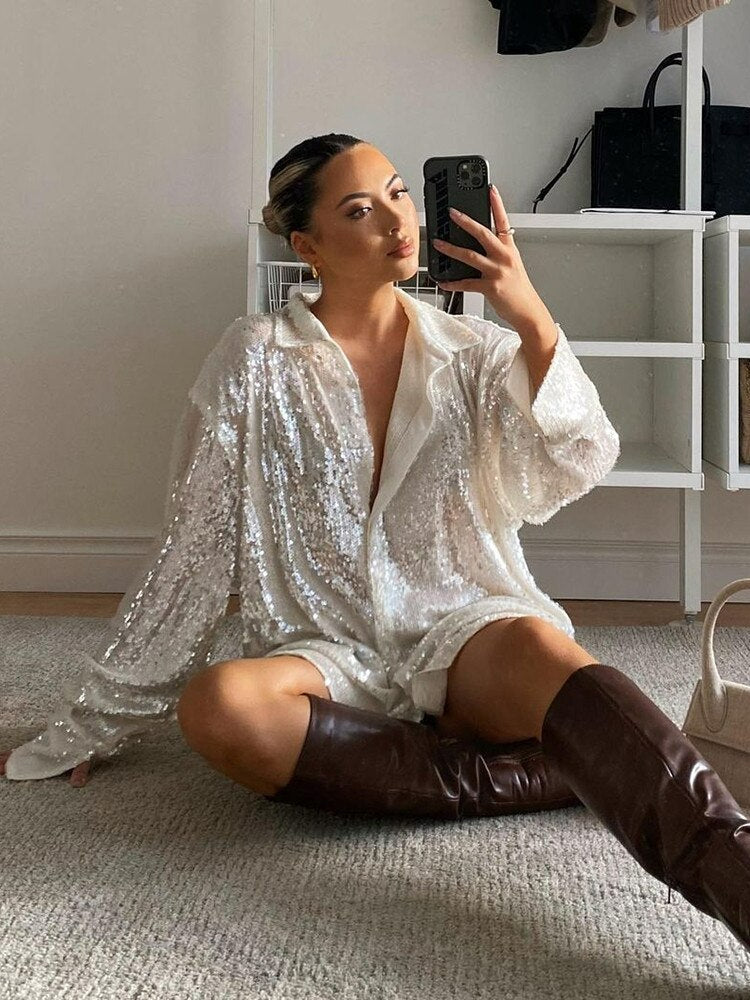 Valenzora - Extra-large glitter shirt for women