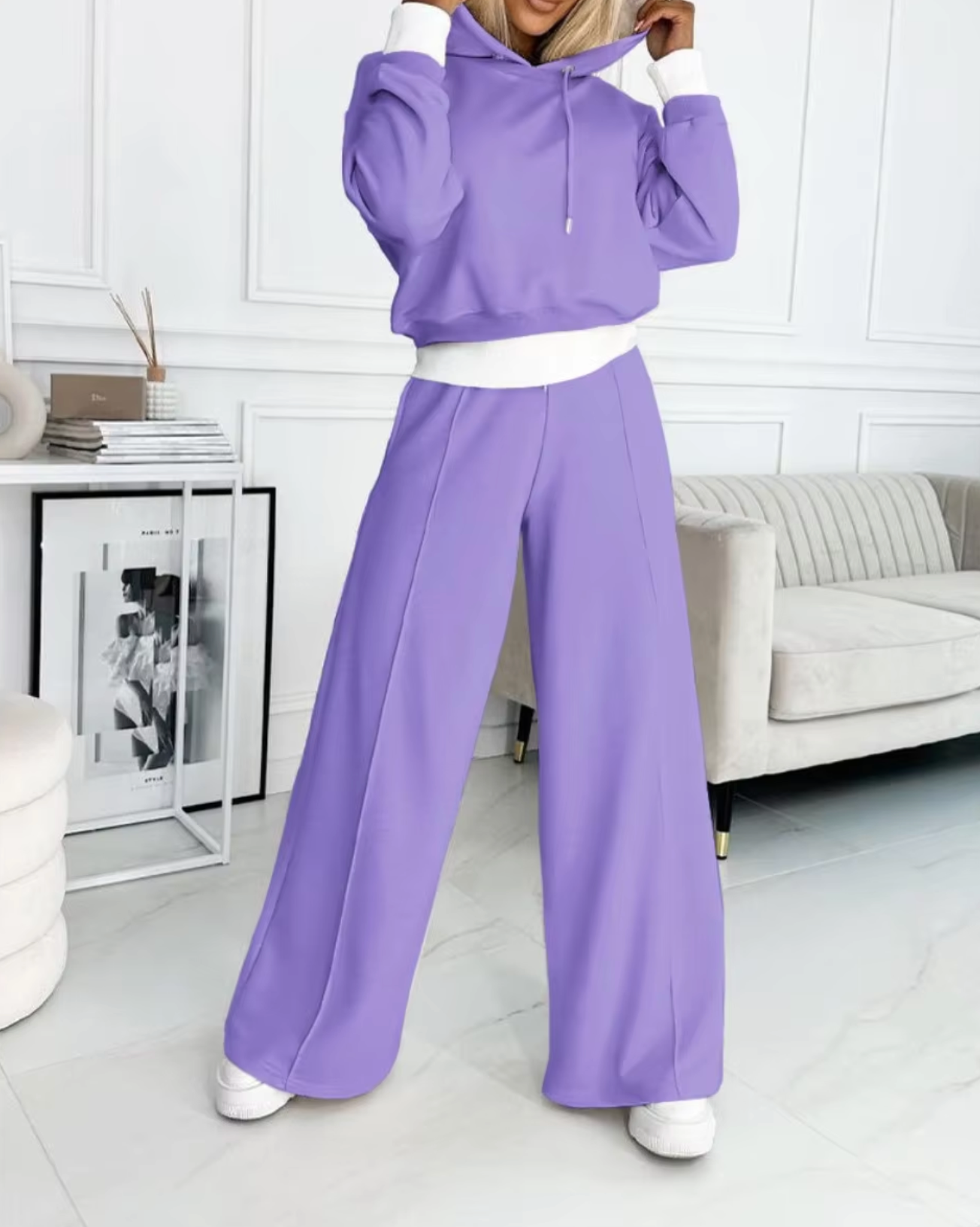 Valenzora | Two-piece hooded sweatshirt and wide-leg pantsuit