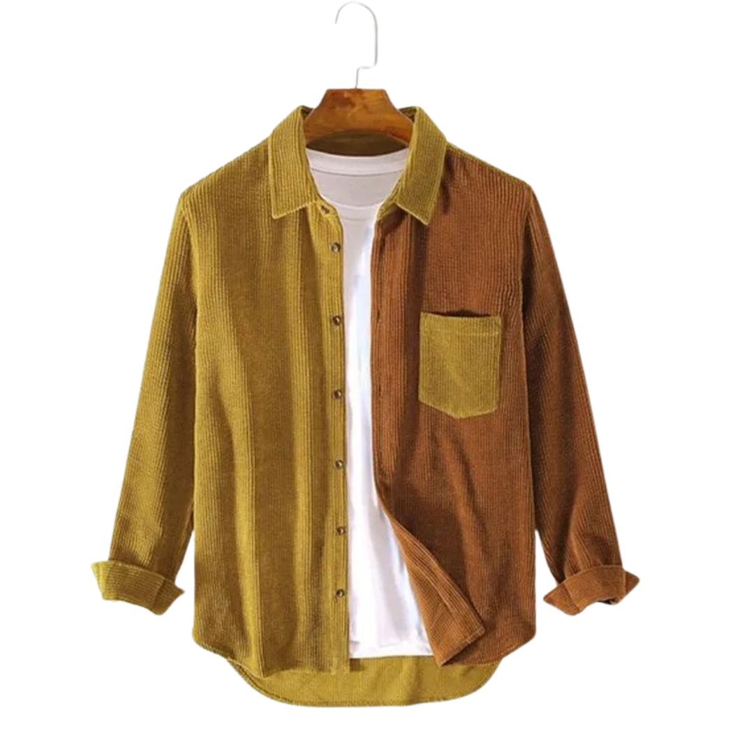 Valenzora | Two-tone corduroy shirt with contrast pocket