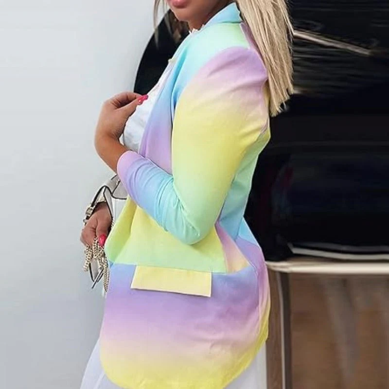 Valenzora | Women's Ombre Open Front Blazer, Long Sleeves, Relaxed Fit