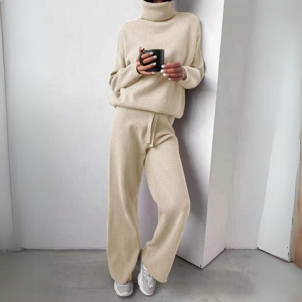 Valenzora | Bequemes 2-teiliges Set bestehend aus einem Rollkragenpullover und einer langen Hose