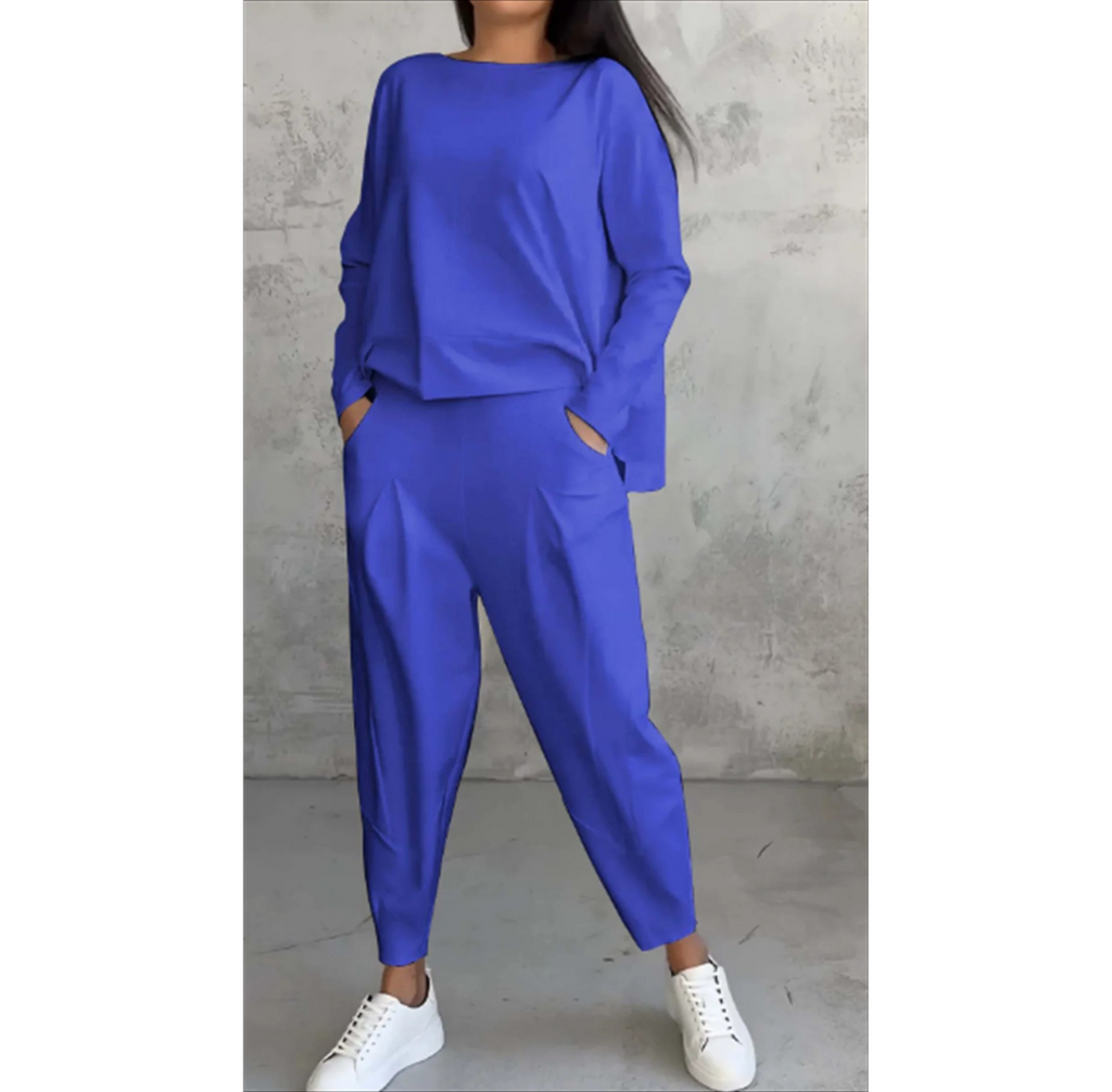 Valenzora | Women's Loungewear Set with Long-Sleeved Top and Relaxed Fit, Two-Piece