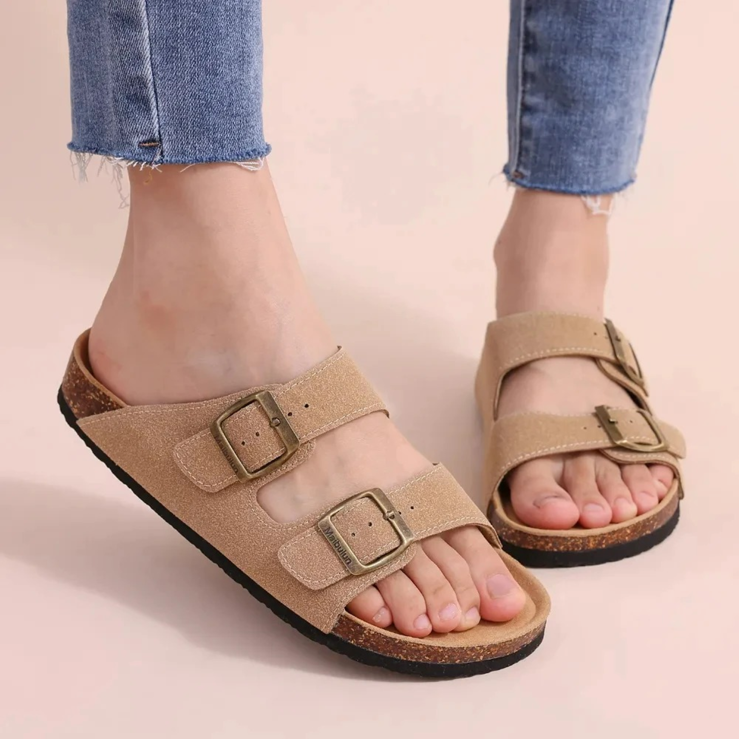 Valenzora | Wildleder-Sandalen für Damen mit doppelter Riemenführung