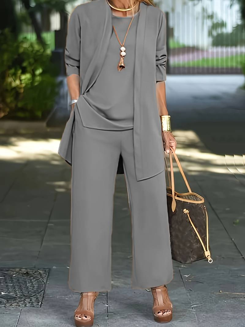 Valenzora | Women's Elegant Three-Piece Pantsuit Set