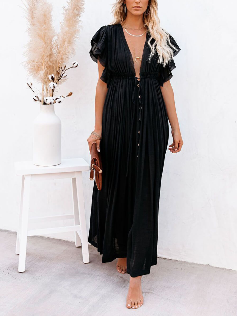 Valenzora | Style Maxi Dress with Flutter Sleeves for Women