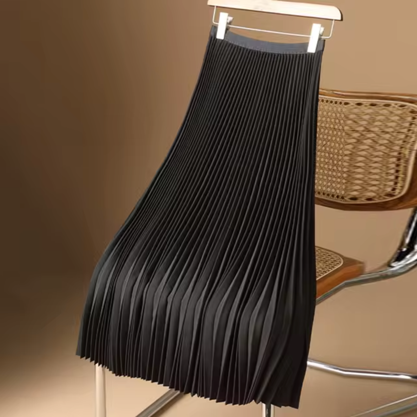 Valenzora | Pleated cotton satin maxi skirt