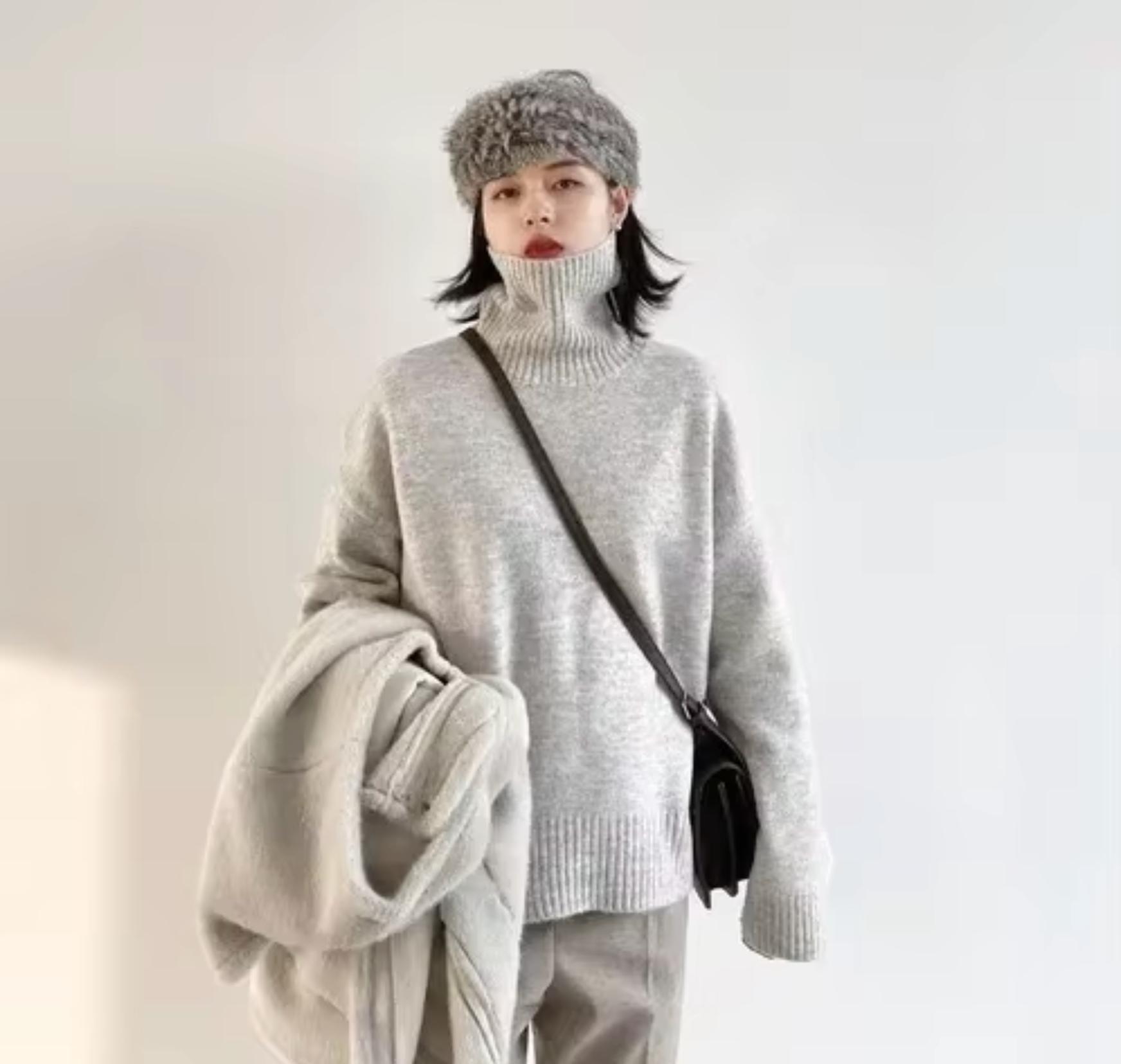 Loose turtleneck sweater