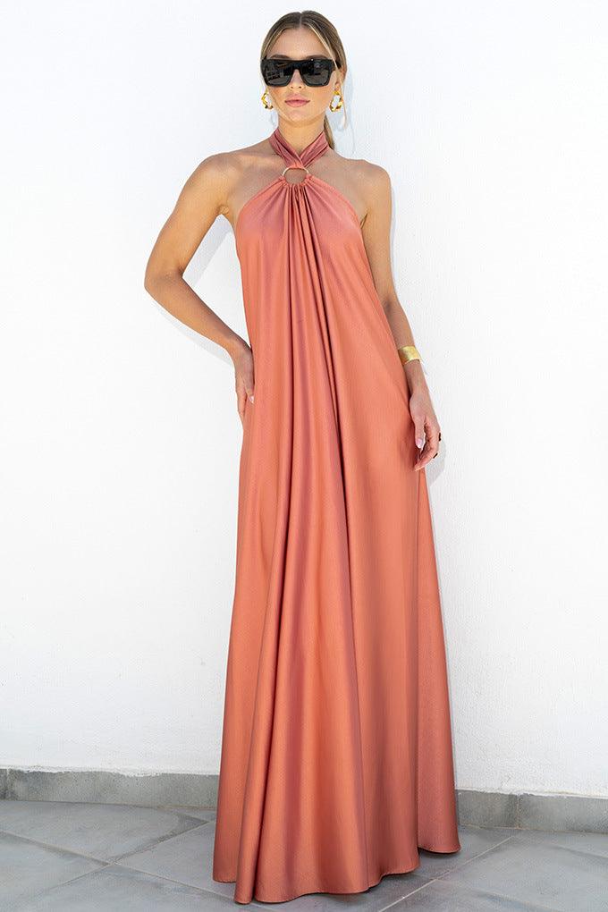 Valenzora | Satin-Maxikleid mit Neckholder für Damen