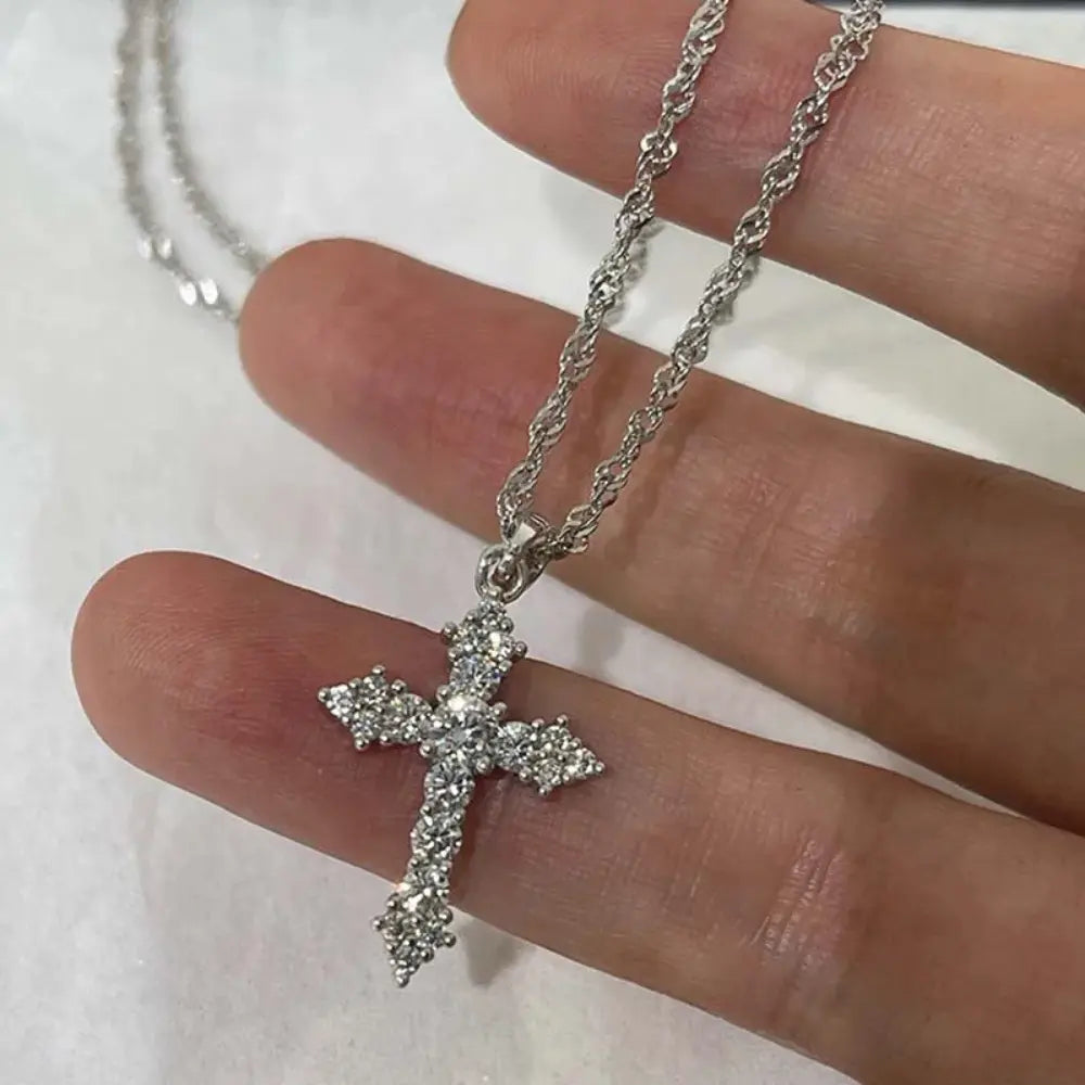 Valenzora | Crystal Zircon Cross Pendant Necklace for Women