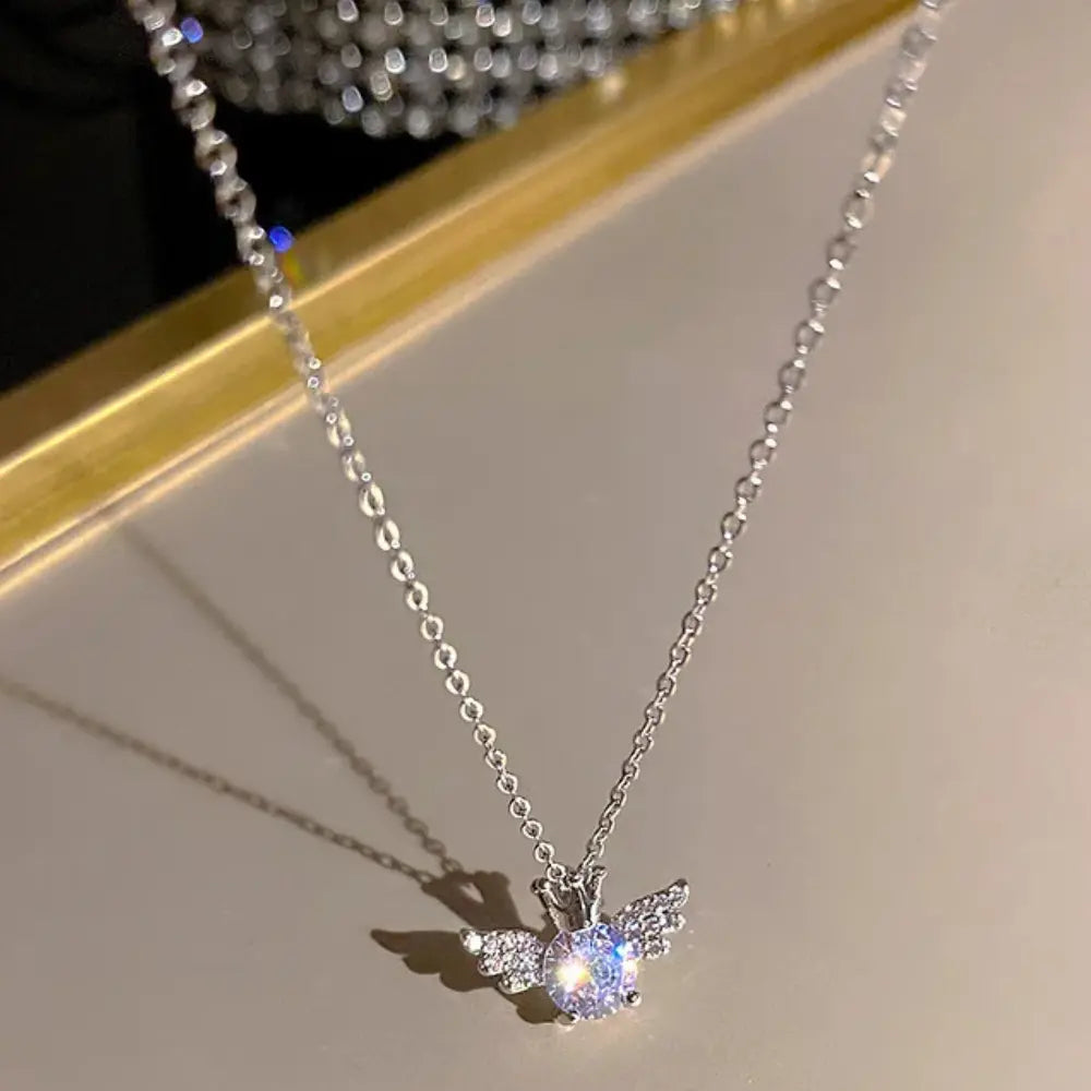 Valenzora | Bow Angel Wing Heart Pendant Necklace for Women
