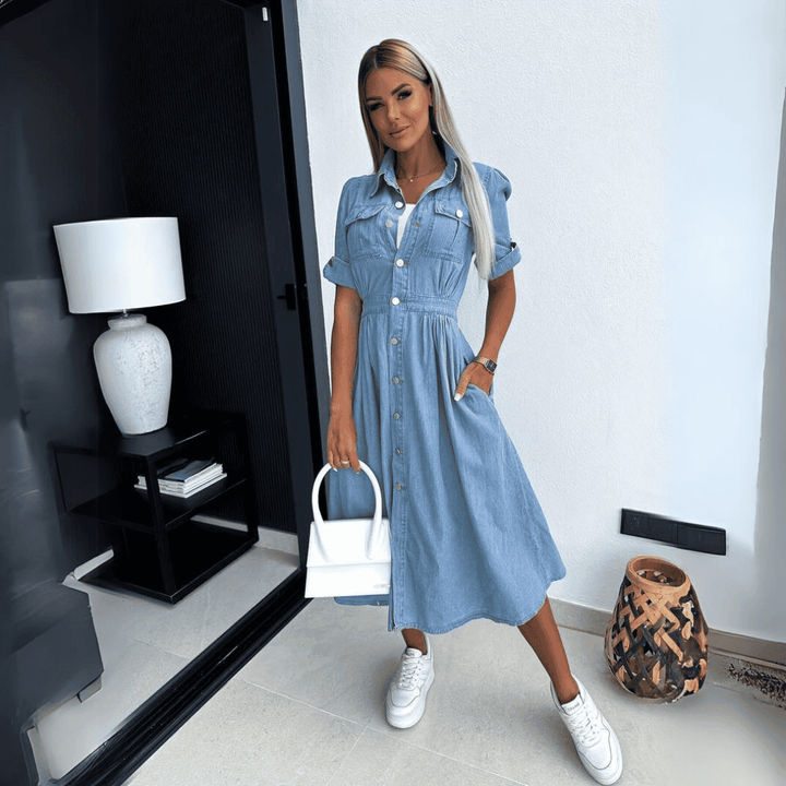 Valenzora | Stylish Denim Midi Dress