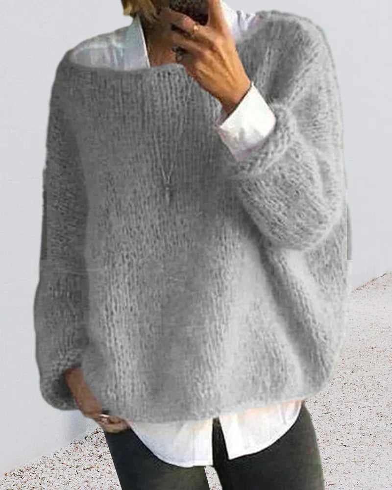 Colorful off-shoulder sweater