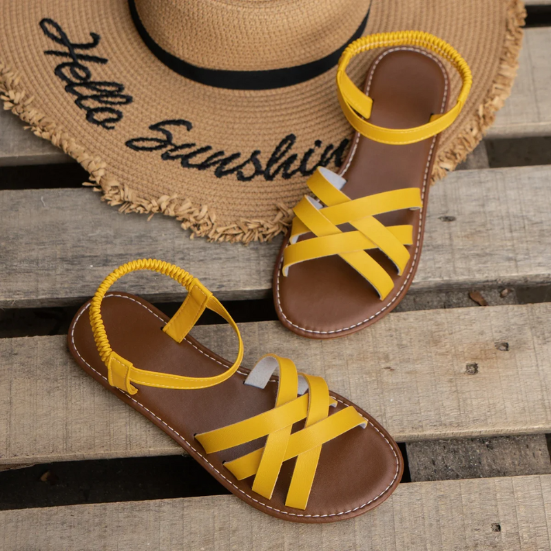 Valenzora | Elegante Damenledersandalen, flache Schuhe