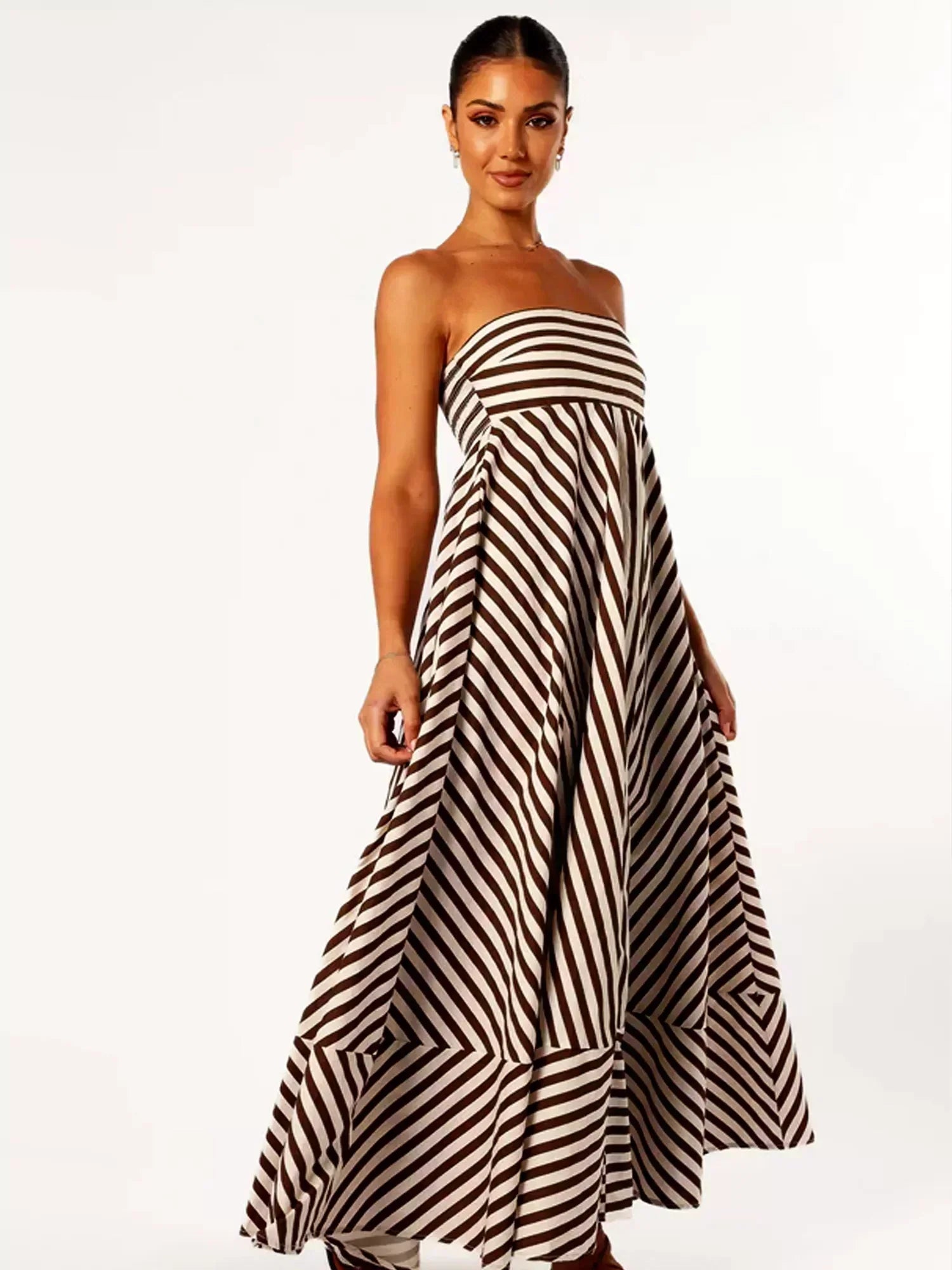 Valenzora | Strapless Striped Maxi Dress for Women