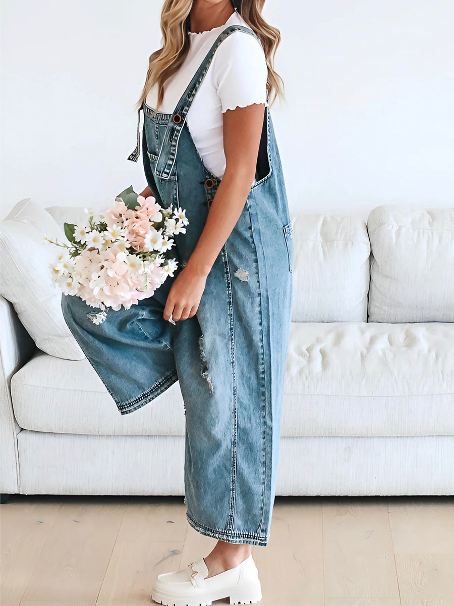 Valenzora | Jeans-Jumpsuit für Damen, Baggy Jeans Overall