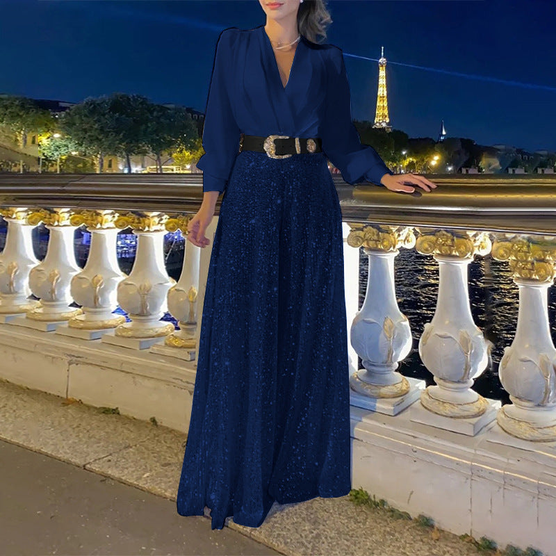 Valenzora | Elegant cut - Wide-legged sequined jumpsuit