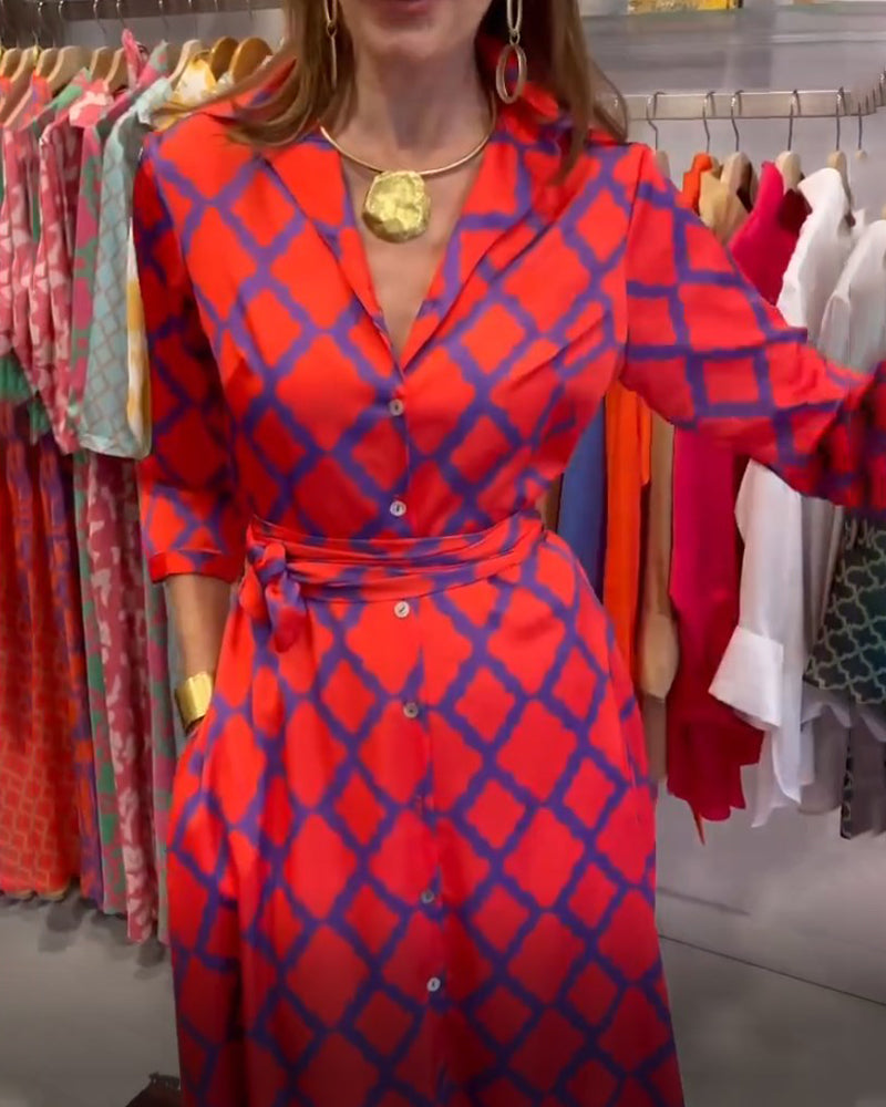 Valenzora | Shirt dress with V-neck and 3/4 sleeves