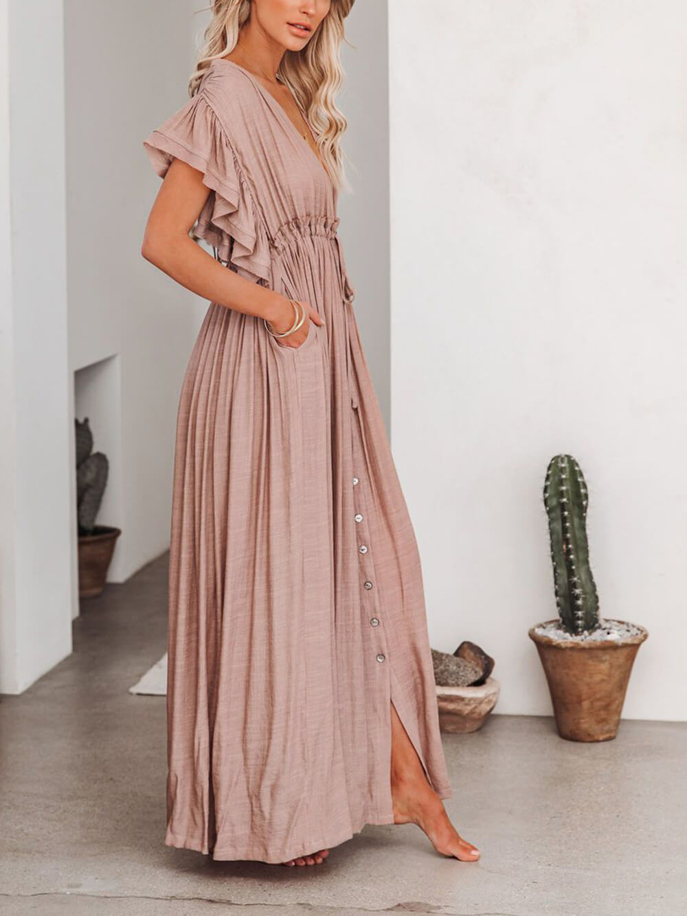 Valenzora | Style Maxi Dress with Flutter Sleeves for Women