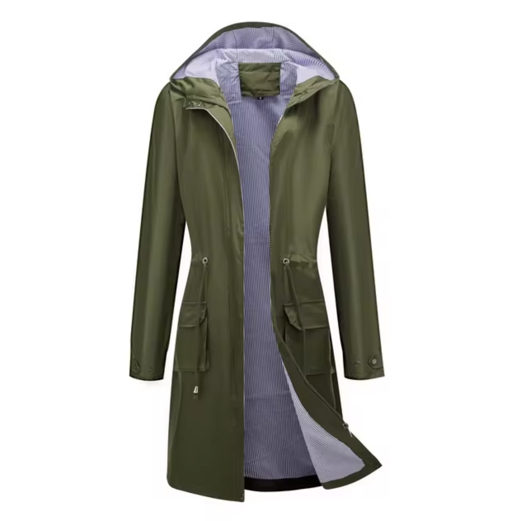 Valenzora | Long waterproof hooded jacket for women