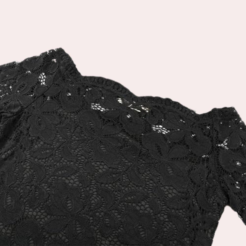 Valenzora | Damen elegantes schulterfreies Spitzenoberteil | Damen elegantes schulterfreies Spitzen-Shirt