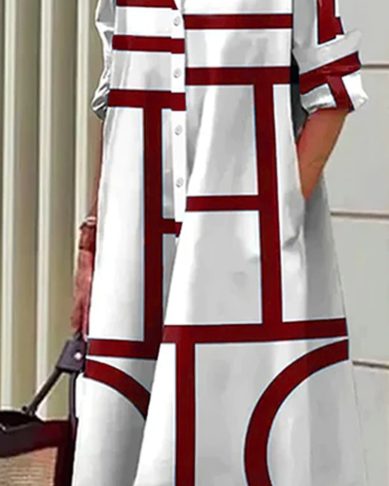 Valenzora | Dress with pockets and geometric print