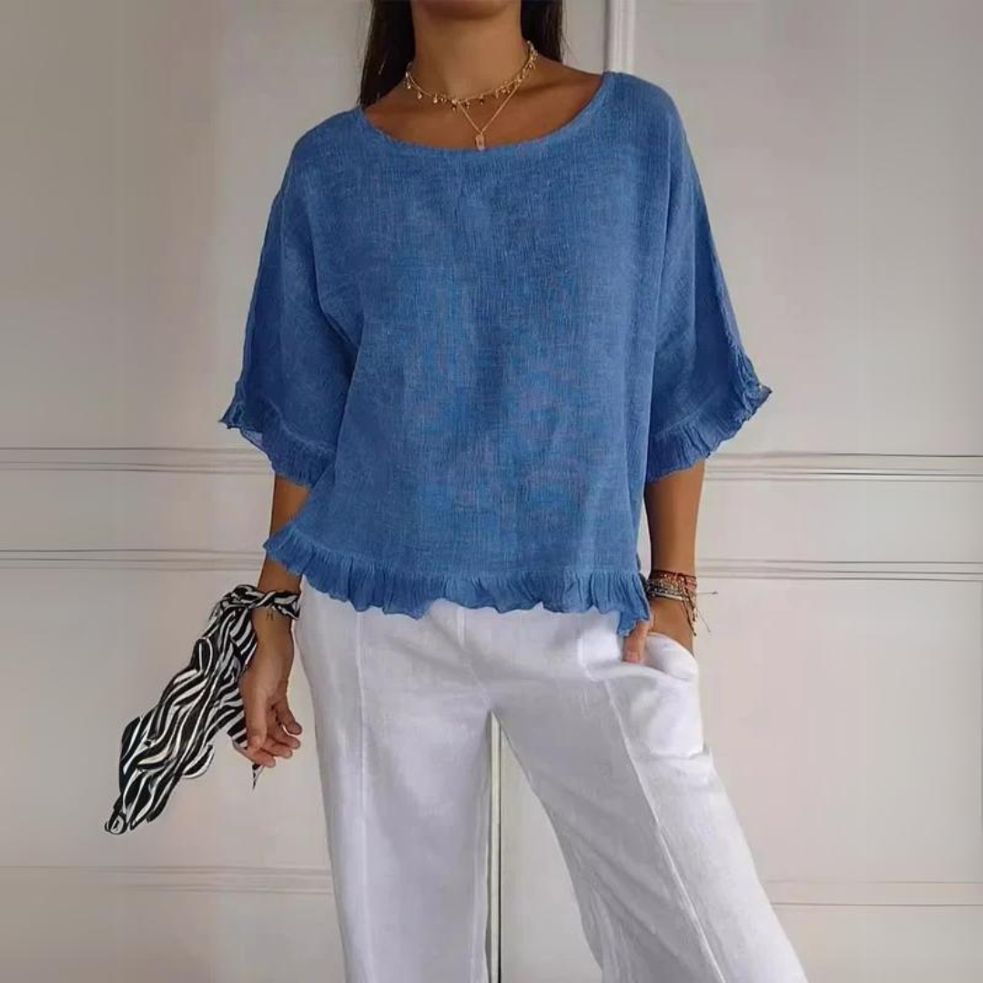 Valenzora | Linen shirt with ruffle