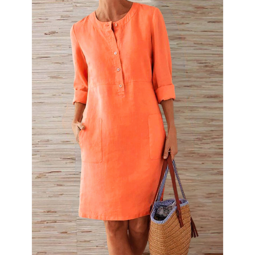 Valenzora | new solid color dress made of cotton and linen