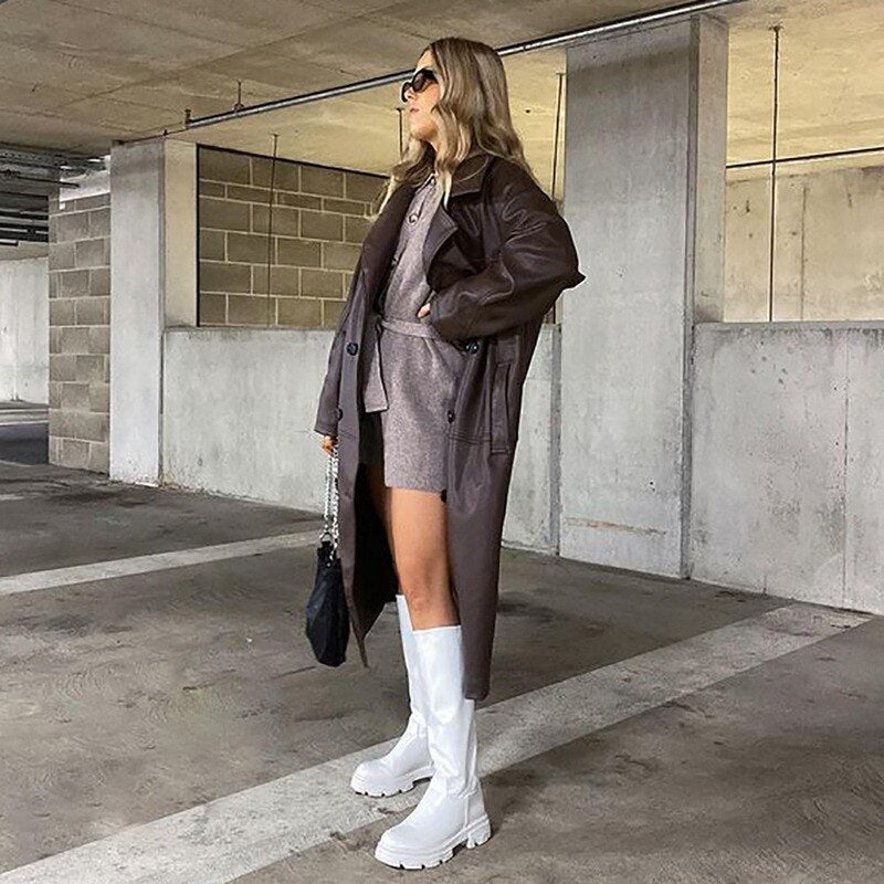 Oversized leather jacket