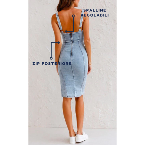 Valenzora | Denim dress with a fitted silhouette that ensures an elegant look
