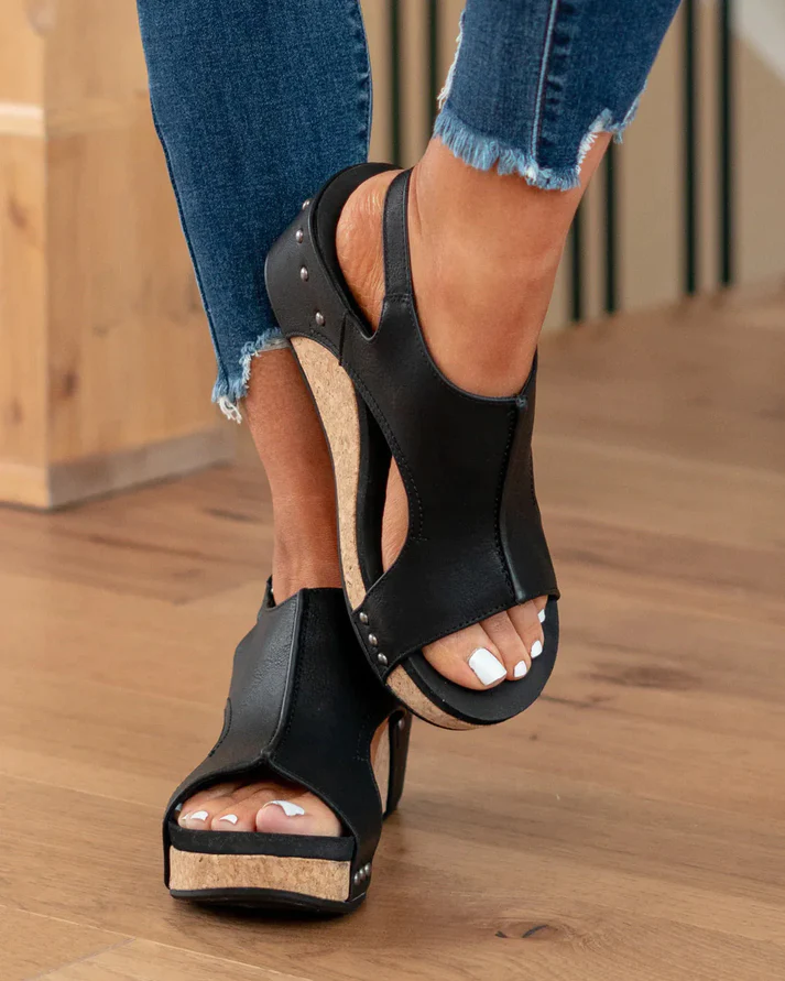 Valenzora | Trendy women's sandals with wedge heel and ergonomic footbed