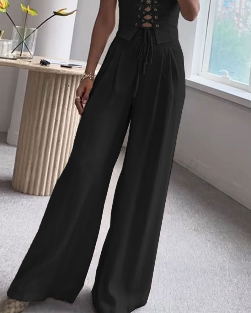 String Top & Pants Two-Piece Set