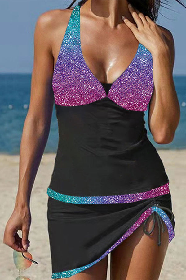 Valenzora | Julissa Leopard Front Drawstring Tankini Set