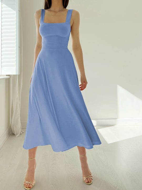 Damen-Midikleid mit breiten Trägern