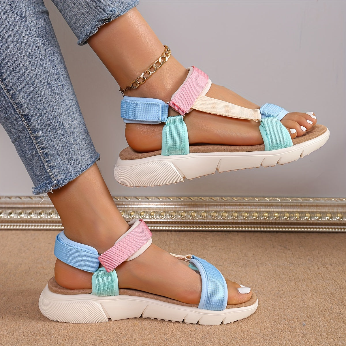 Valenzora | Women's Sandals: Color Block, Non-Slip, Elegant, Lightweight, Outdoor, Summer