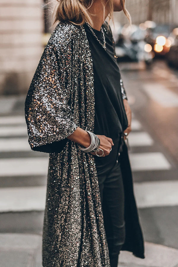 Valenzora | Disco Glamour Sequin Bell Sleeve Kimono